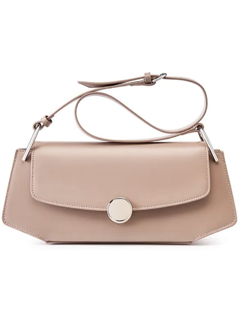 Apricot Longline Bag – Genuine Leather Handbag for Women, Stylish Crossbody Bag with Metal Frame and Kiss Lock Design, Versatile Shoulder Bag Tote, Durable and Spacious Women’s Handbag for Work, Shopping, or Casual Outings, Trendy Apricot Color