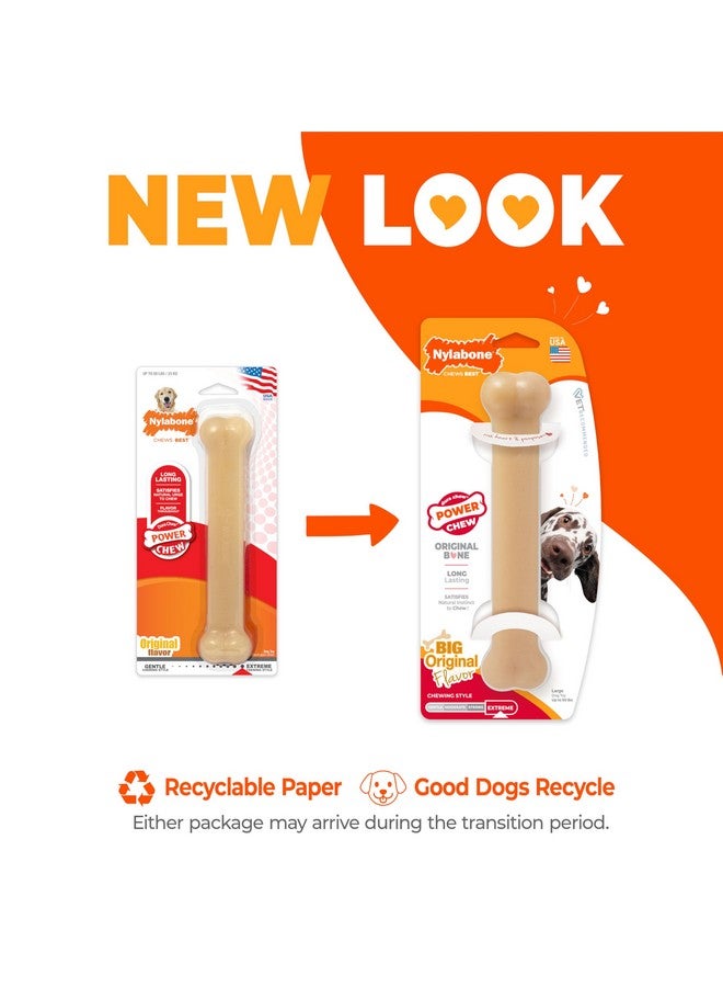 Nylabone Original Bone Power Chew Toy for Dogs, Durable & Tough Dog Toys for Aggressive Chewers, Original Flavor, Large - Up to 50 Ibs, 1 Count - Image 2