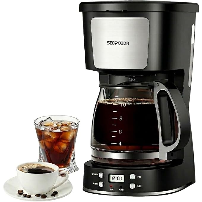12 Cup Programmable Drip Coffee Maker, Auto Brew Coffee Machine | Keep Warm Plate,Removable Filter Basket,Auto Shutoff,LCD Display,Easy-to-Clean for Home Office,Silver and Black - Image 1