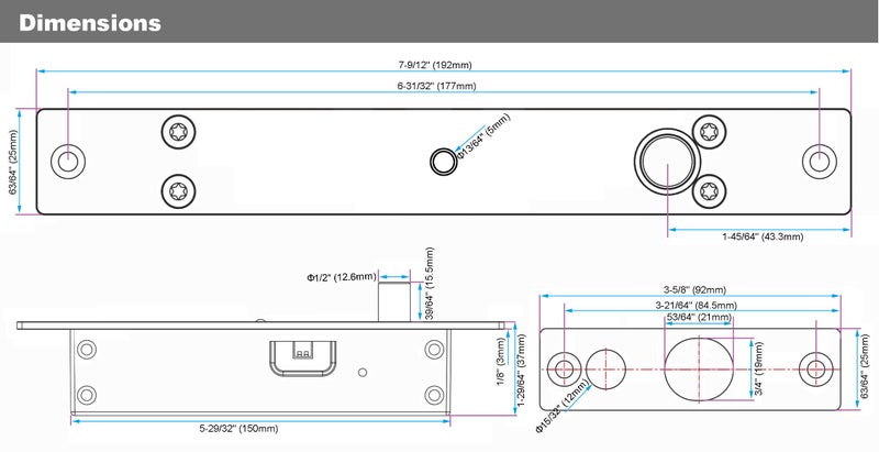 UHPPOTE NC Fail Safe DC12V Deadbolt Electric Drop Bolt Plug Narrow Door Lock Time Open Wire - Image 5