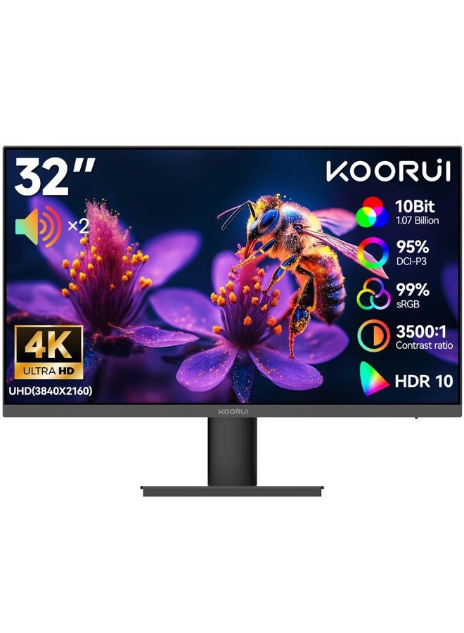 KOORUI 32 inch 4K Computer Monitor with HDMI 2.0 Displayport 1.4 Speakers, 60Hz VESA HDR Support Desktop Monitor Compatible Free-Sync, G-Sync, Adaptive Sync for Office & Home - Image 1