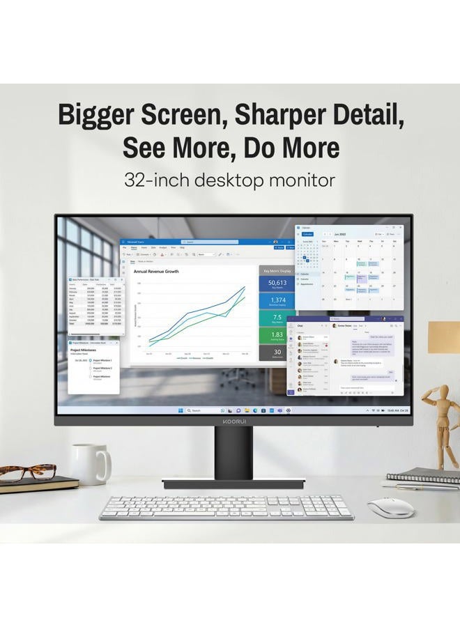 KOORUI 32 inch 4K Computer Monitor with HDMI 2.0 Displayport 1.4 Speakers, 60Hz VESA HDR Support Desktop Monitor Compatible Free-Sync, G-Sync, Adaptive Sync for Office & Home - Image 5