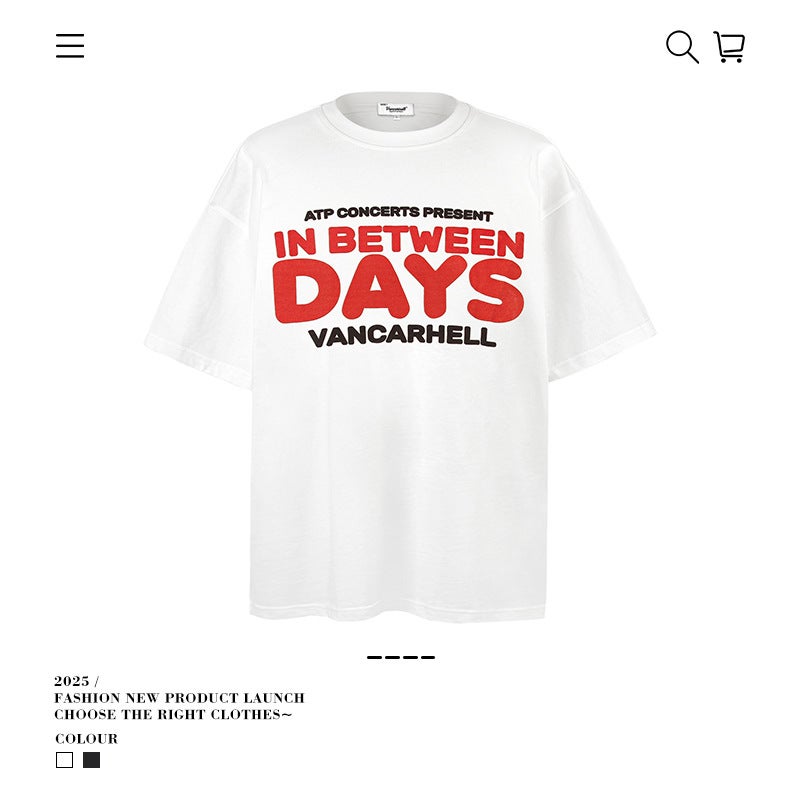 American Style Trendy Brand Fun Cartoon Printed Short-sleeved T-shirt Men's oversize Loose Couple's Casual Half-sleeved Top - Image 1