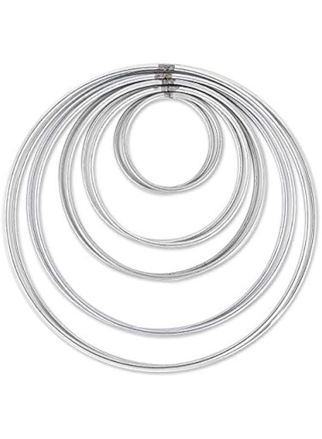 Metal Hoops Set of 10 Craft Rings Metal Rings for Dream Catcher - Silver (Matte Silver)  - Image 1