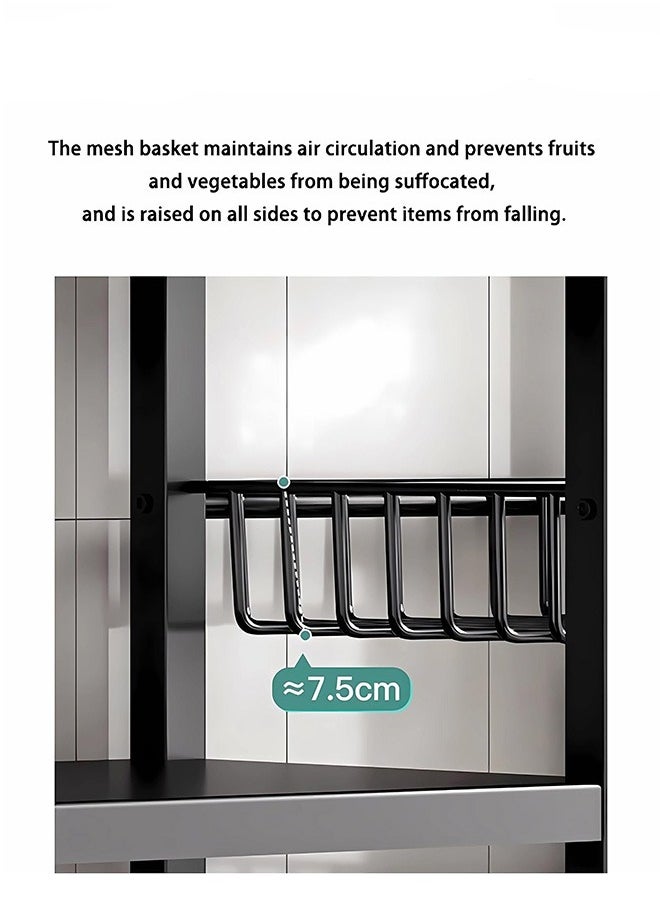 RollsTimi  4-Tier Storage Rack with Sunken Wire Basket, Large Capacity Shelving Unit, Free-standing Metal Rack, Easily Assembled Storage Rack for Kitchen Storage, Black  - Image 2