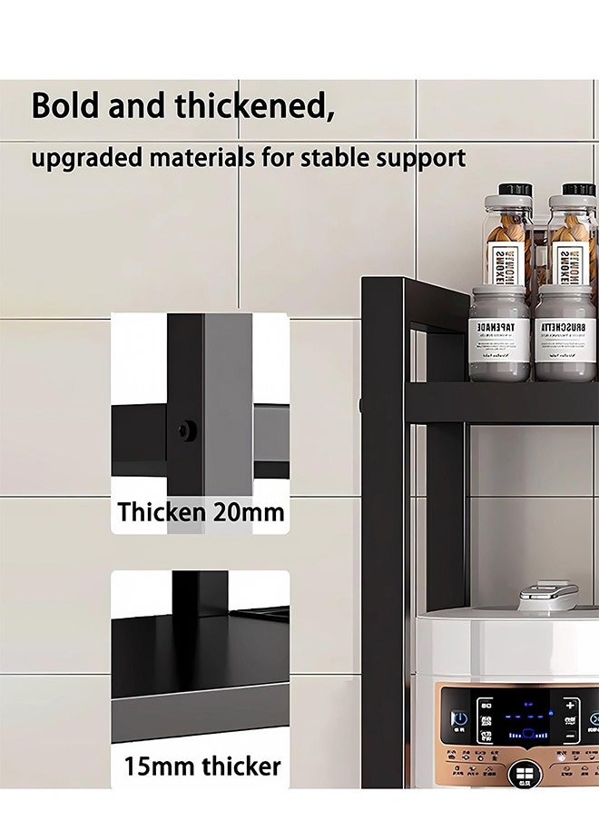 RollsTimi  4-Tier Storage Rack with Sunken Wire Basket, Large Capacity Shelving Unit, Free-standing Metal Rack, Easily Assembled Storage Rack for Kitchen Storage, Black  - Image 5