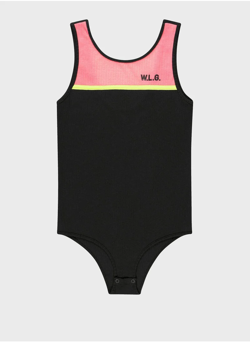 Gloss! Youth Color Block Half Bodysuit