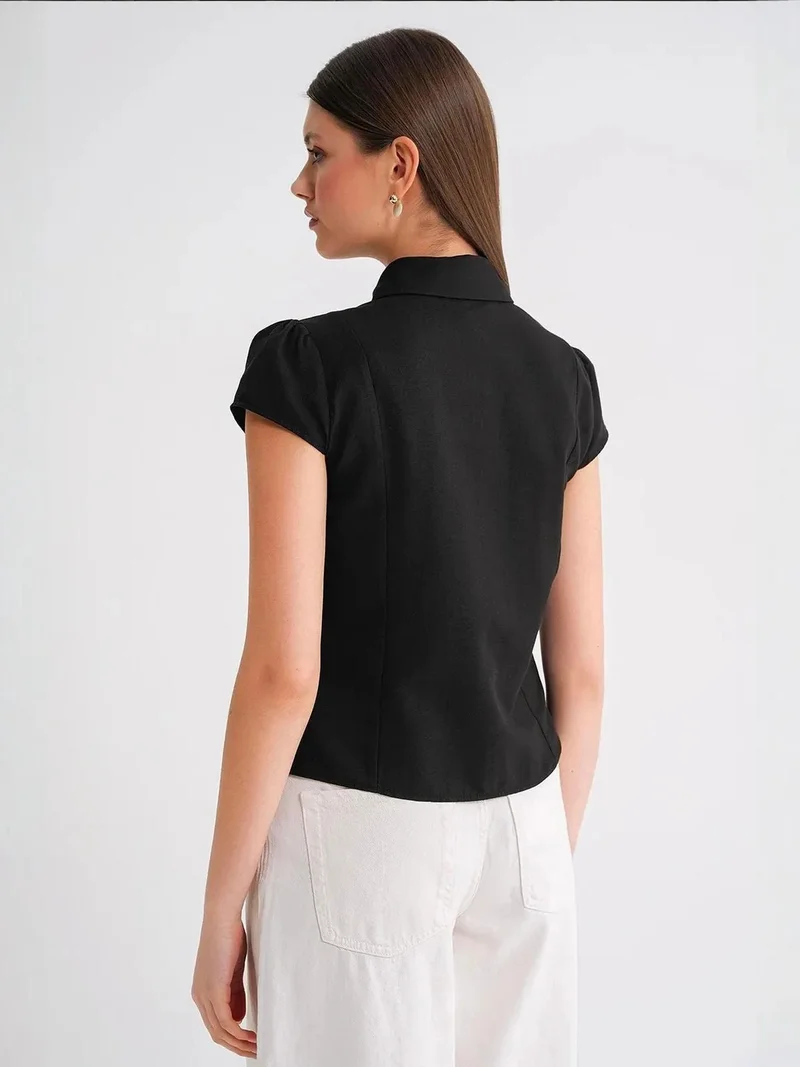 Mixray Black Mixray Slim Fit Poplin Shirt for Women | Best Price UAE