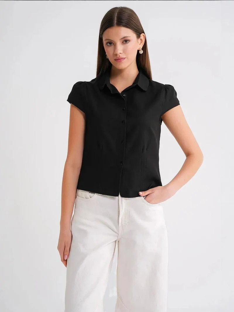 Mixray Black Mixray Slim Fit Poplin Shirt for Women | Best Price UAE