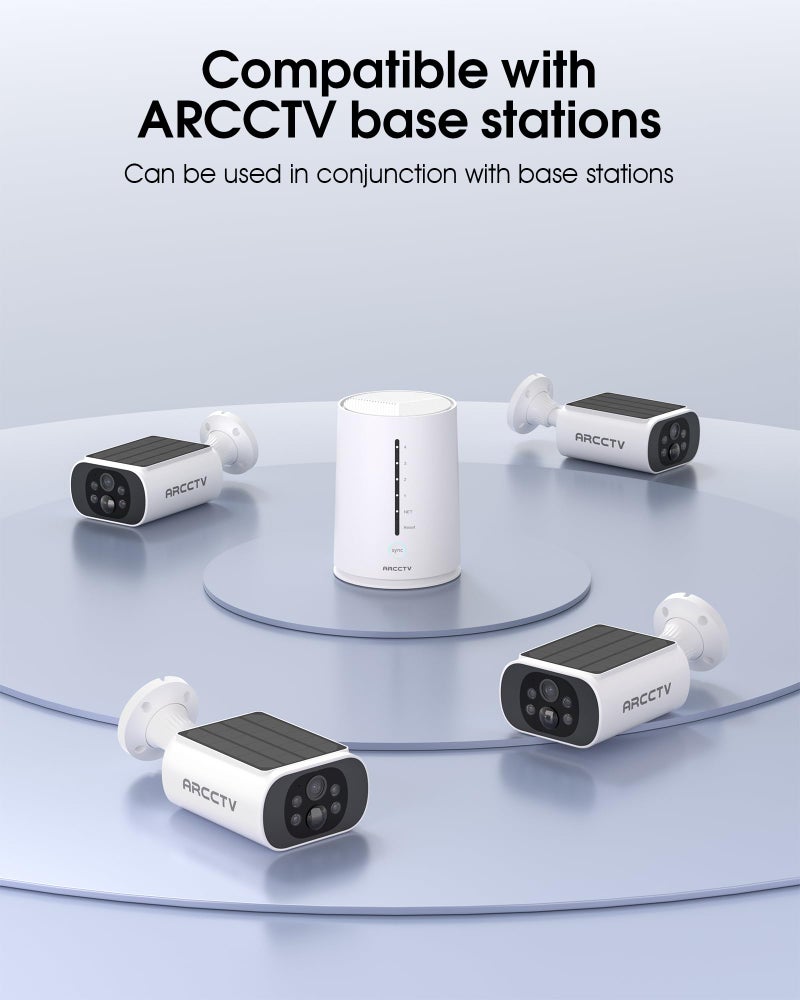 ARCCTV Solar Security Cameras Wireless Outdoor, Add on C3 Base, No Subscription 2K Cameras for Home Security Camera System, Continuous Power, Color Night Vision, PIR Sensor, IP65 Waterproof - Image 2
