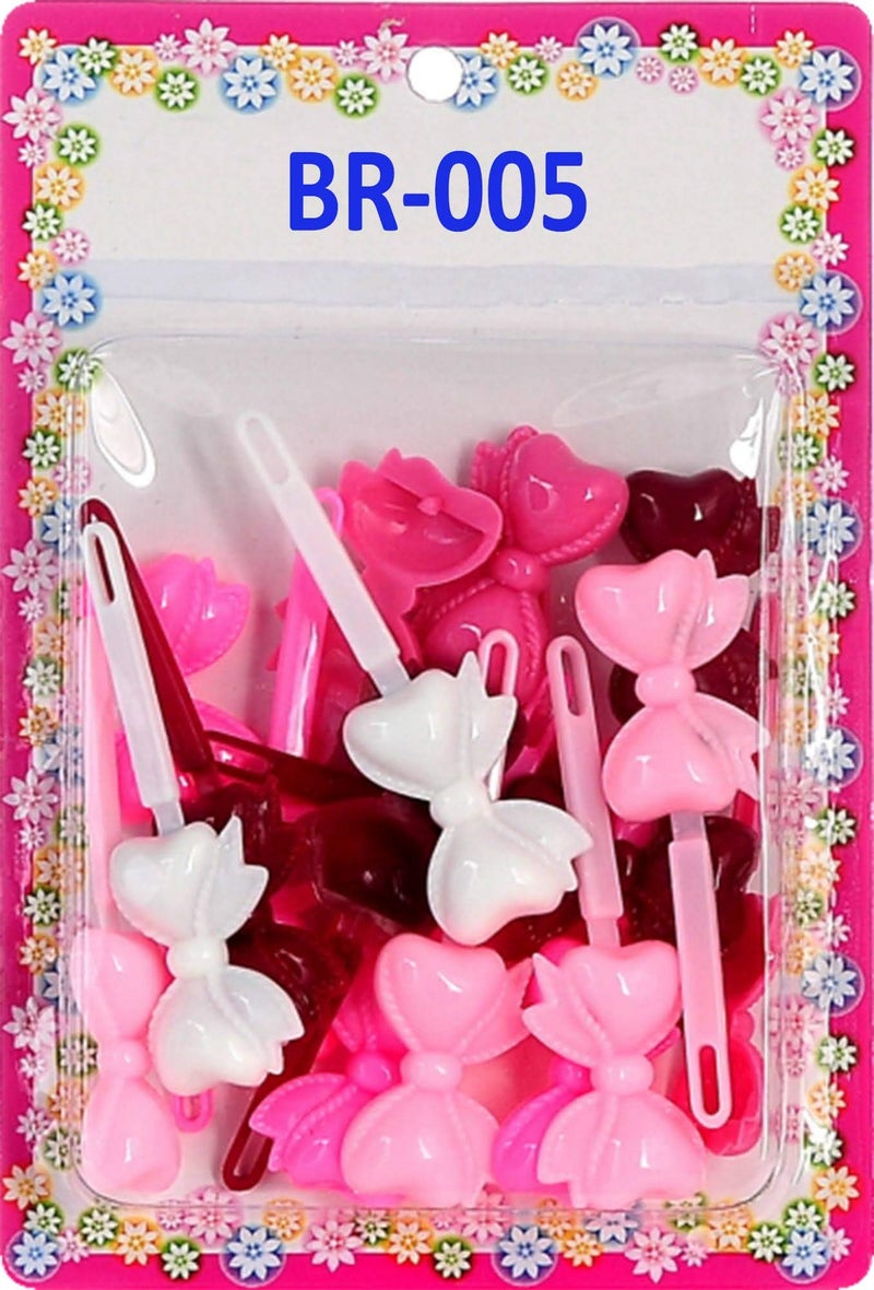 Tara Girls Self Hinge Bow Hair Barrettes Pinks 18 Pcs