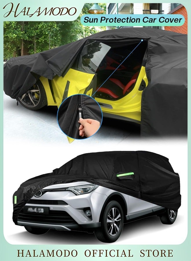 HALAMODO Universal Full Car Cover Reflective Strip Sunscreen Protection Car Cover Car Sunscreen Heat Protection Dustproof Scratch-Resistant UV Protection Car Cover - Image 1