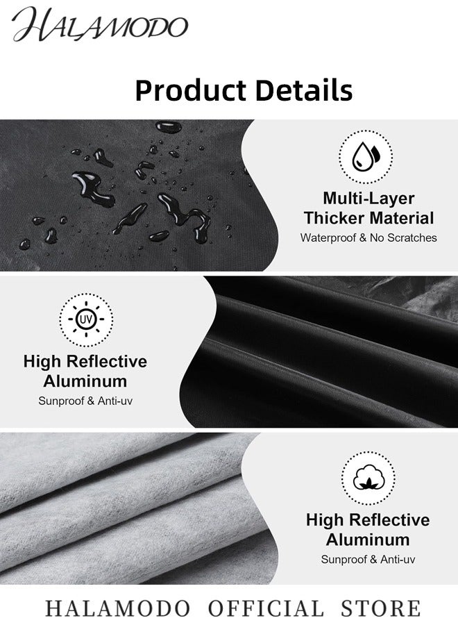HALAMODO Universal Full Car Cover Reflective Strip Sunscreen Protection Car Cover Car Sunscreen Heat Protection Dustproof Scratch-Resistant UV Protection Car Cover - Image 2