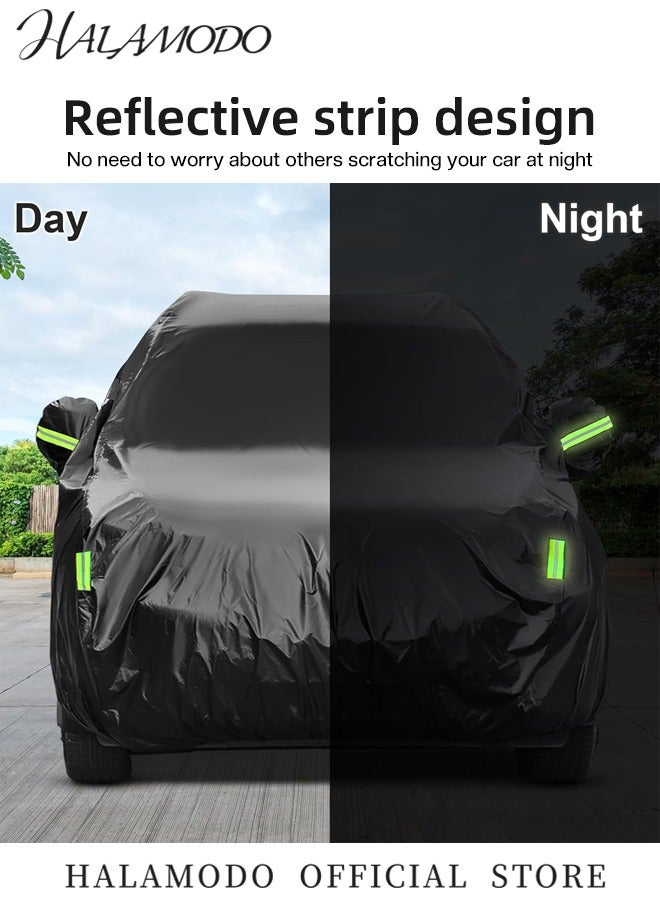 HALAMODO Universal Full Car Cover Reflective Strip Sunscreen Protection Car Cover Car Sunscreen Heat Protection Dustproof Scratch-Resistant UV Protection Car Cover - Image 3