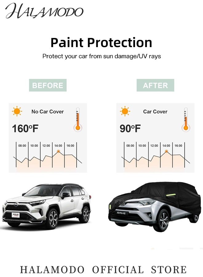 HALAMODO Universal Full Car Cover Reflective Strip Sunscreen Protection Car Cover Car Sunscreen Heat Protection Dustproof Scratch-Resistant UV Protection Car Cover - Image 4