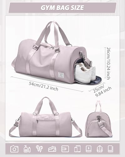 WISEPACK Travel Duffle BagWeekender Overnight Bags for Women with Shoes CompartmentTote Gym Bag Personal Item Carry On Bag for Travel Business Trips Sport Hospital Dance Pink - Image 3