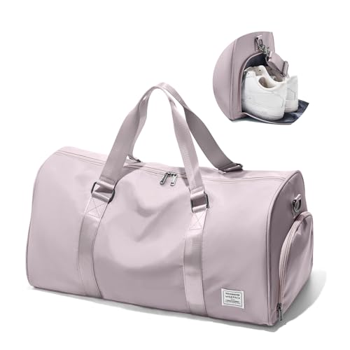 WISEPACK Travel Duffle BagWeekender Overnight Bags for Women with Shoes CompartmentTote Gym Bag Personal Item Carry On Bag for Travel Business Trips Sport Hospital Dance Pink - Image 1
