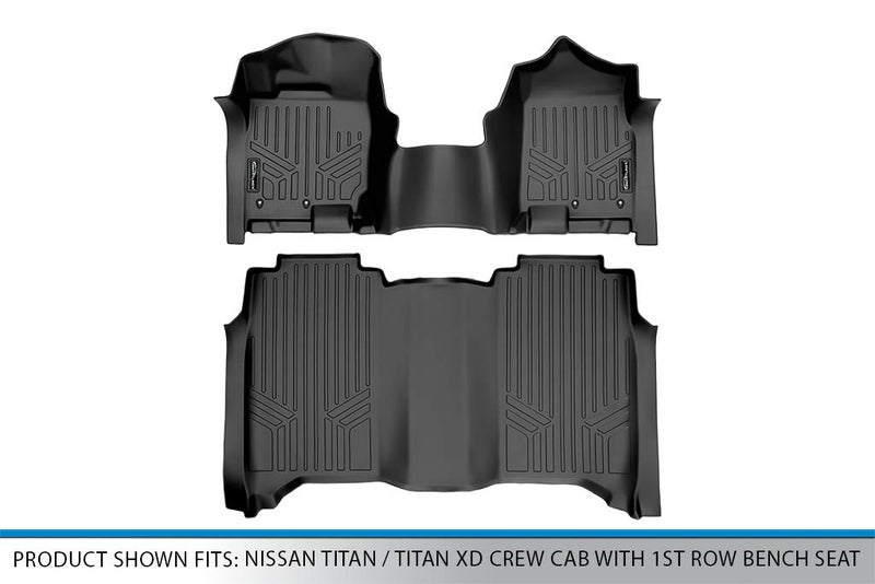 MAX LINER MAXLINER Floor Mats 2 Row Liner Set Black for 2017-2021 Nissan Titan / 2016-2021 Titan XD Crew Cab with 1st Row Bench Seat - Image 5