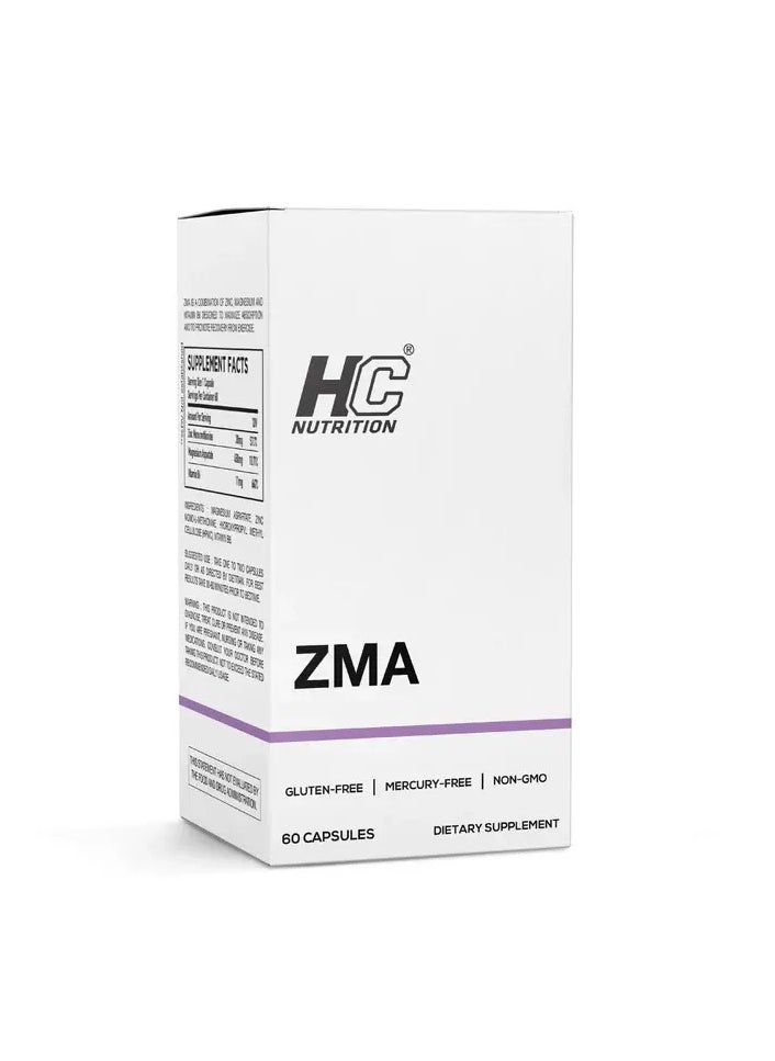 HC NUTRITION HC Nutrition ZMA: Boost Athletic Performance with Zinc, Magnesium, and Vitamin B6 (60 Capsules) 