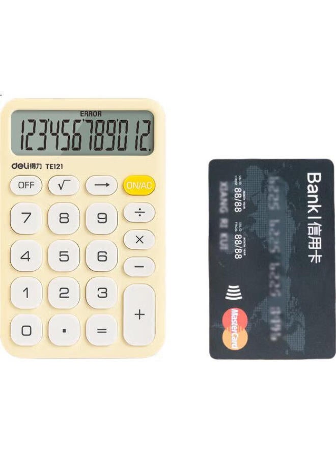 Deli Slim Portable Calculator, 12-Digit Display Financial/Personal Calculator, Office/Study Supplies, Te121 Yellow - Image 3