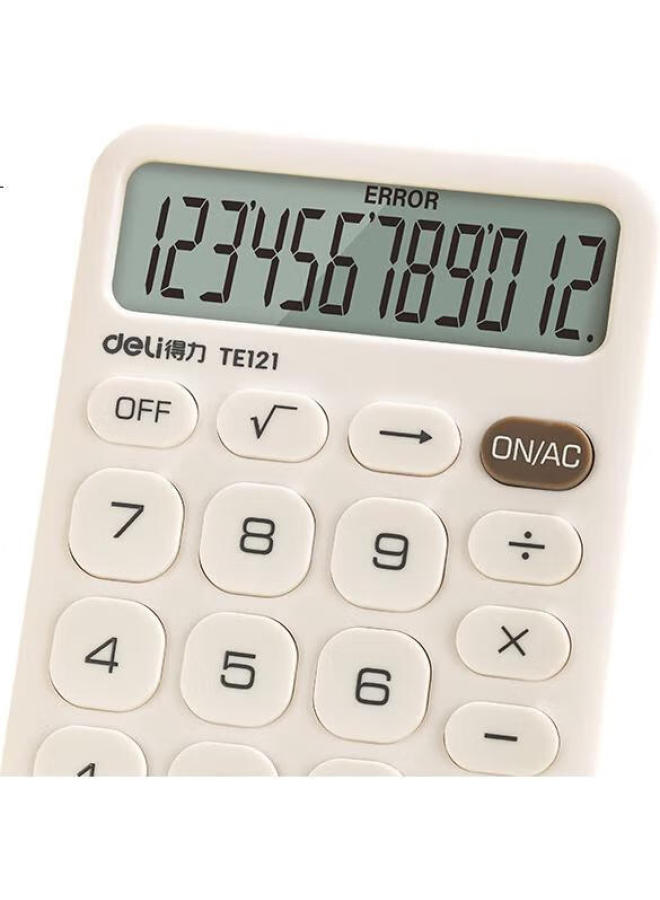 Deli Slim Portable Calculator, 12-Digit Display Financial/Personal Calculator, Office/Study Supplies, Te121 Yellow - Image 1