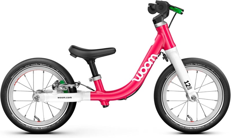Woom دراجة توازن ووم GO 1 للأطفال - عجلات 12 بوصة - فرامل يد - إطار ألمنيوم خفيف الوزن - للأعمار من 1.5 إلى 3.5 - وردي زاهي - Image 1