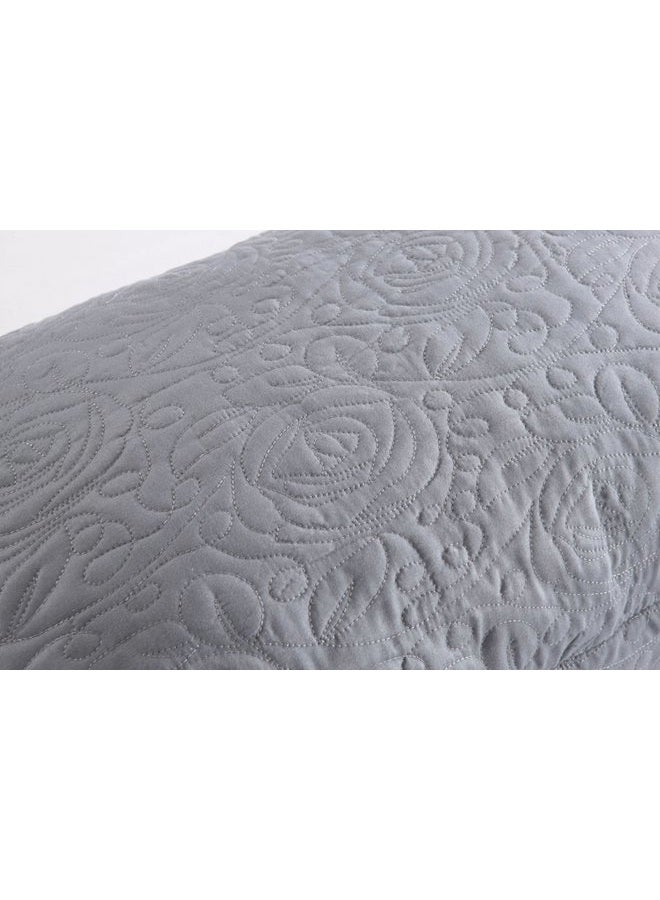 MarCielo 2-Piece Embroidered Pillow Shams, Decorative Microfiber Pillow Covers Set Standard Size Grey - Image 4