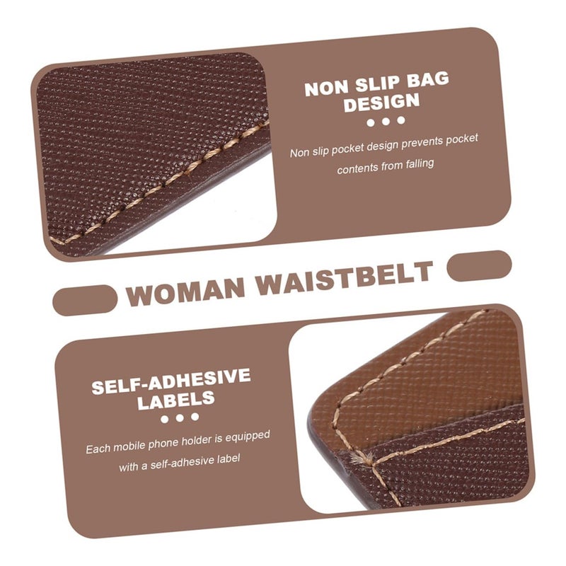 Brown Pu Leather Phone Wallet Card Holder 2pcs Sticky Back Pouch For Secure Travel Storage - Image 4