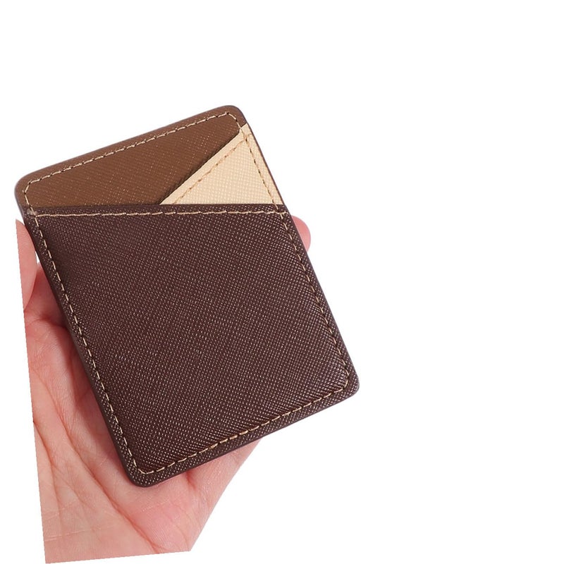 Brown Pu Leather Phone Wallet Card Holder 2pcs Sticky Back Pouch For Secure Travel Storage - Image 5