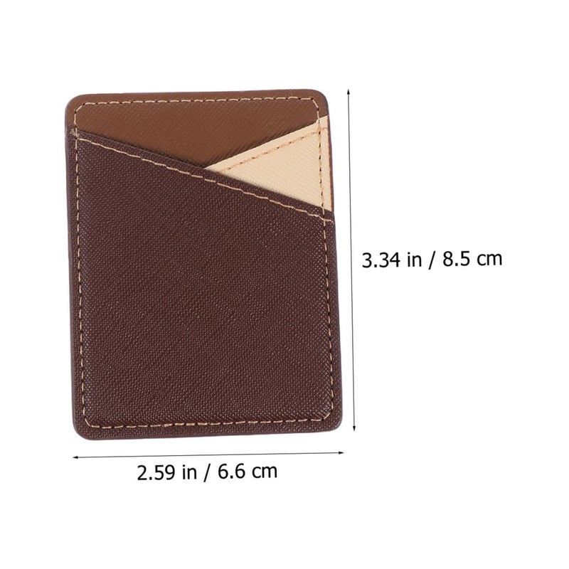 Brown Pu Leather Phone Wallet Card Holder 2pcs Sticky Back Pouch For Secure Travel Storage - Image 3