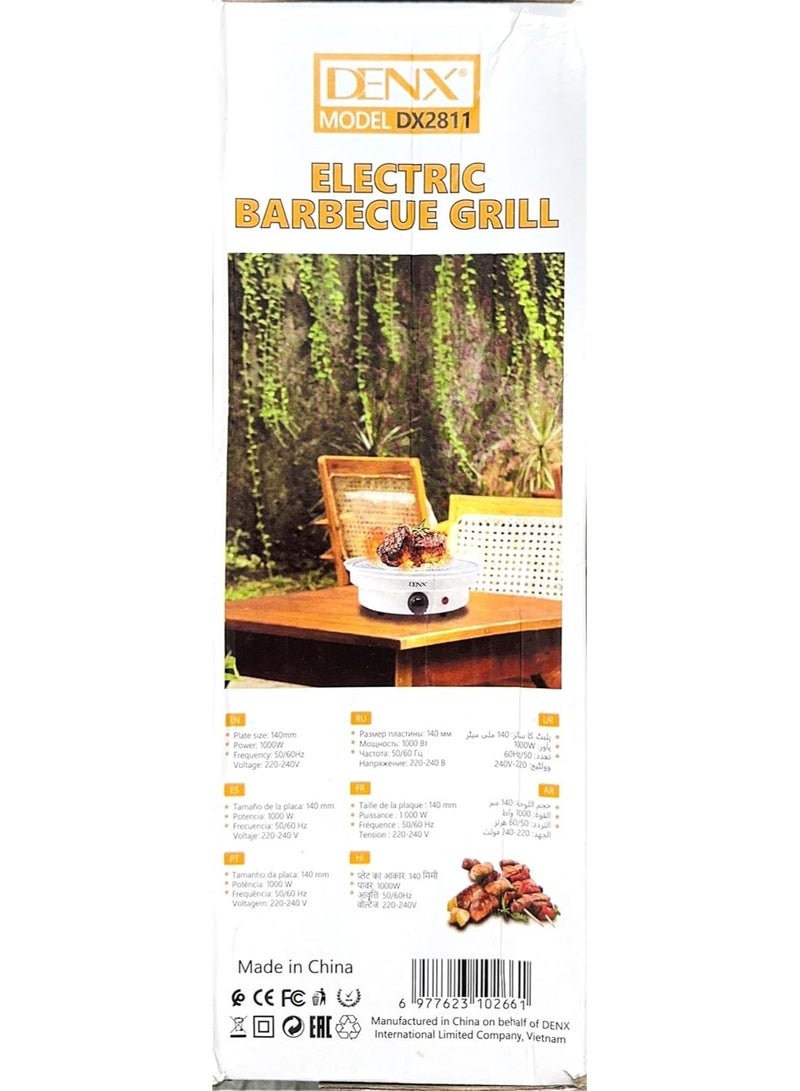 Denx Electric Barbecue Grill, Portable Outdoor Bbq Grill with Non Stick Surface, Removable Grease Tray, Round Compact Travel Grill for Camping, Picnic, Garden, Balcony Cooking, DX2811 - Image 4