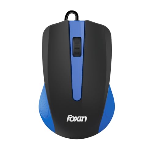Foxin Glance Blue Wired USB Mouse | 1200 DPI Optical Sensor | Ergonomic & Lightweight (68g) with 3-Button | Plug & Play | 1.2M Cable | Silent Buttons | Wired Mouse for Laptop, PC, Desktop & Office Use - Image 1