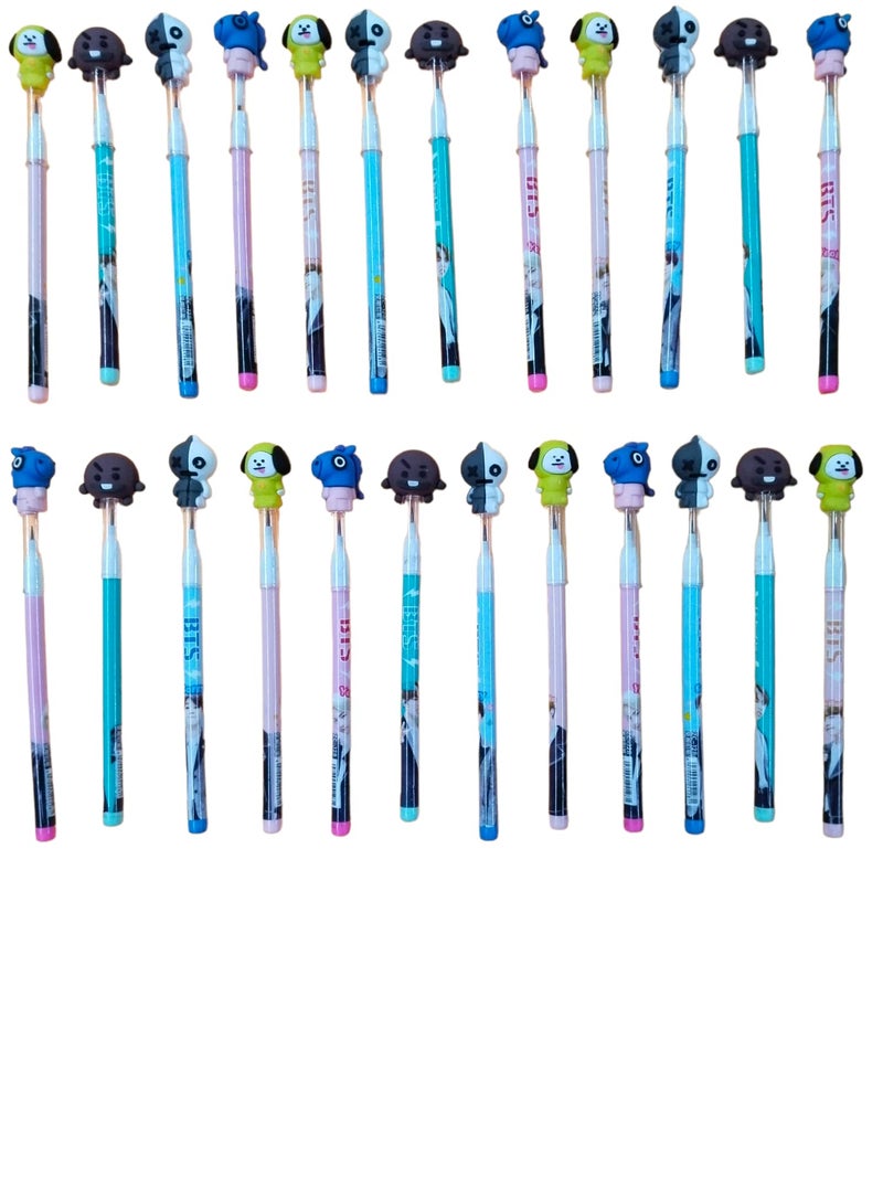 Little More LITTLEMORE - Pack of 24 Beautiful BTS Theme Push Pencils Designer Lead Bullet Pencils Birthday Gift Return Gifts for Kids - Image 1