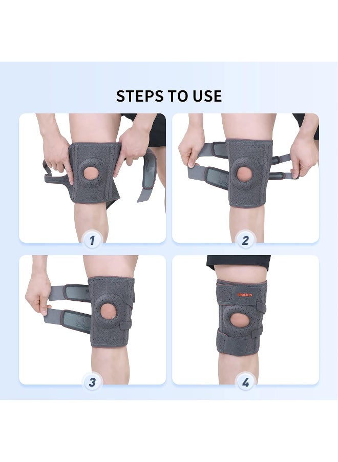 PROIRON دعامة الركبة PROIRON مع كم ضغط للركبة مع مثبتات جانبية مزدوجة (4 نوابض) ووسائد جل للركبة لتخفيف آلام الركبة، التهاب المفاصل، تمزق الغضروف، الرياضة، التعافي من الإصابات، تخفيف آلام المفاصل، الرباط الصليبي الأمامي. للرجال والنساء. - Image 5
