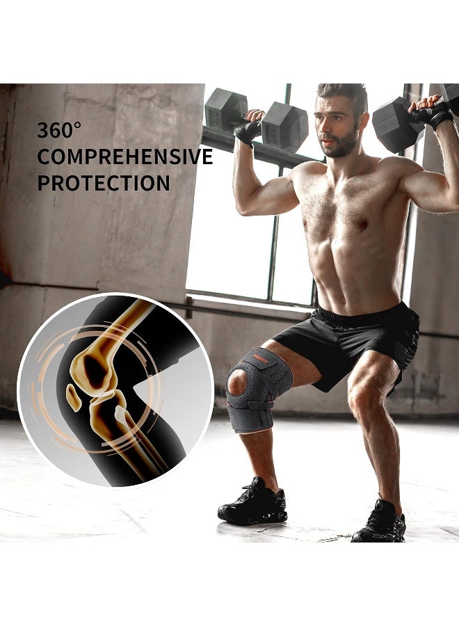 PROIRON دعامة الركبة PROIRON مع كم ضغط للركبة مع مثبتات جانبية مزدوجة (4 نوابض) ووسائد جل للركبة لتخفيف آلام الركبة، التهاب المفاصل، تمزق الغضروف، الرياضة، التعافي من الإصابات، تخفيف آلام المفاصل، الرباط الصليبي الأمامي. للرجال والنساء. - Image 3
