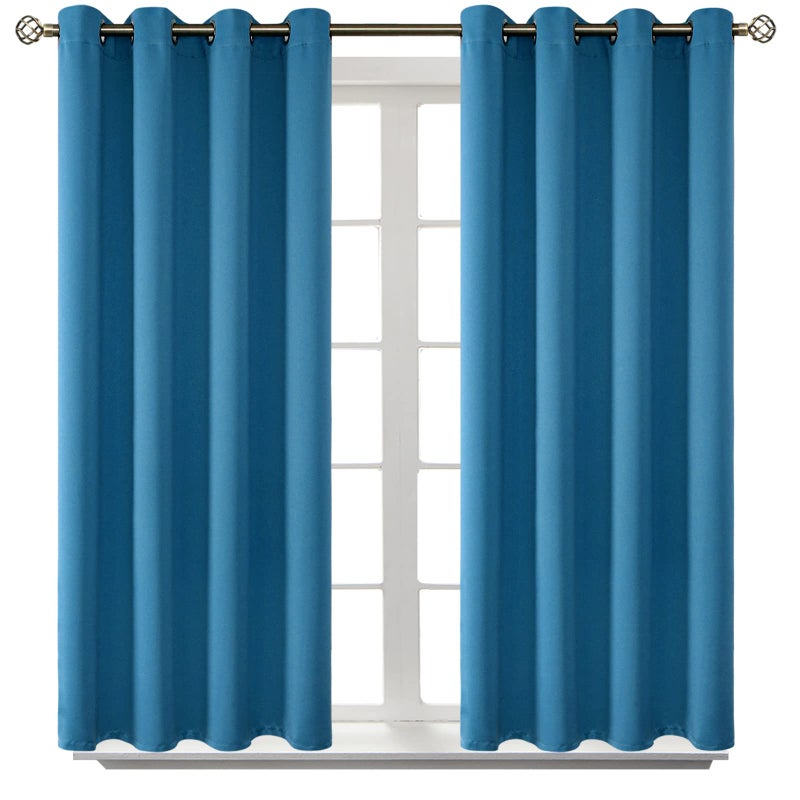 BGment Blackout Curtains - Grommet Thermal Insulated Room Darkening Bedroom and Living Room Curtains  Set of 2 Panels (52 x 54 Inch  Steel Blue) - Image 1