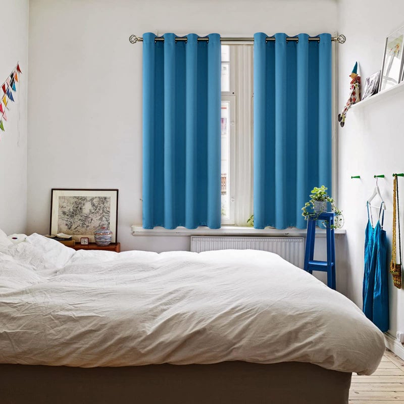 BGment Blackout Curtains - Grommet Thermal Insulated Room Darkening Bedroom and Living Room Curtains  Set of 2 Panels (52 x 54 Inch  Steel Blue) - Image 2