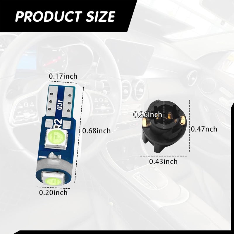 Damwot 74 Led Bulb Dash Lights Super Bright, T5 37 74 LED Bulb with Twist Lock Socket PC74 PC37, Dashboard Lights, Instrument Cluster Bulbs Kits,Pack of 20 (Ice Blue) - Image 2