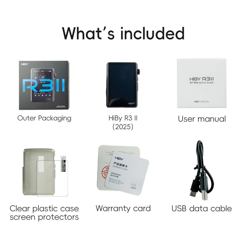 HiBy R3 II 2025 Music Player, Bluetooth 5.1, WiFi, Web Radio, USB Audio, Dac, 3.2 Inch, Black - Image 2