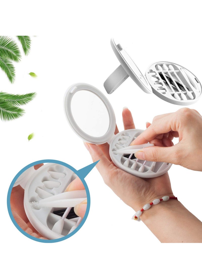 SYOSI - Reusable Silicone Cotton Swabs with Mirror for Makeup Application and Ear Cleaning, Multifunctional Portable Washable Q-Tips - Image 1