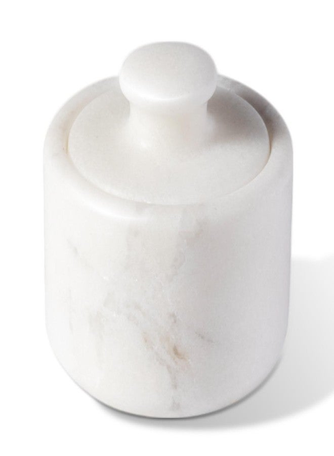 Koville Marble Salt Cellar with Lid 3.5" White, Stone Pepper Container & Spice Jars for Kitchen, Marble Salt and Pepper Holder, Stone Storage Box for Kitchen Counter, Spice Jar(Namib Fantasy White) - Image 1