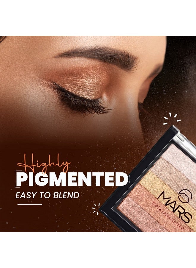 مارس مجموعة MARS 5 Shades in 1 Brick Highlighter Palette | أحمر خدود لتغطية الوجه | حجم صغير (7.5 جرام) (اللون 02) - Image 3