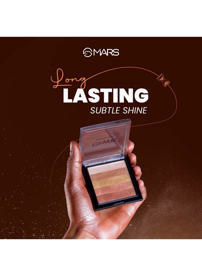 مارس مجموعة MARS 5 Shades in 1 Brick Highlighter Palette | أحمر خدود لتغطية الوجه | حجم صغير (7.5 جرام) (اللون 02) - Image 4