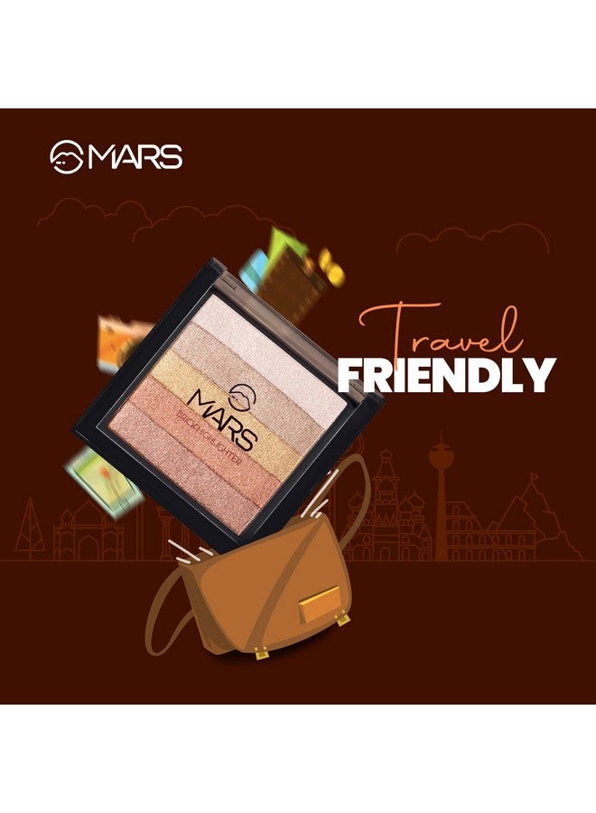 مارس مجموعة MARS 5 Shades in 1 Brick Highlighter Palette | أحمر خدود لتغطية الوجه | حجم صغير (7.5 جرام) (اللون 02) - Image 5