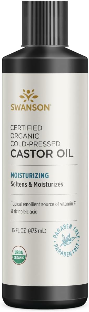 Swanson Certified 100 Organic ColdPressed Castor Oil 16 fl oz Liq