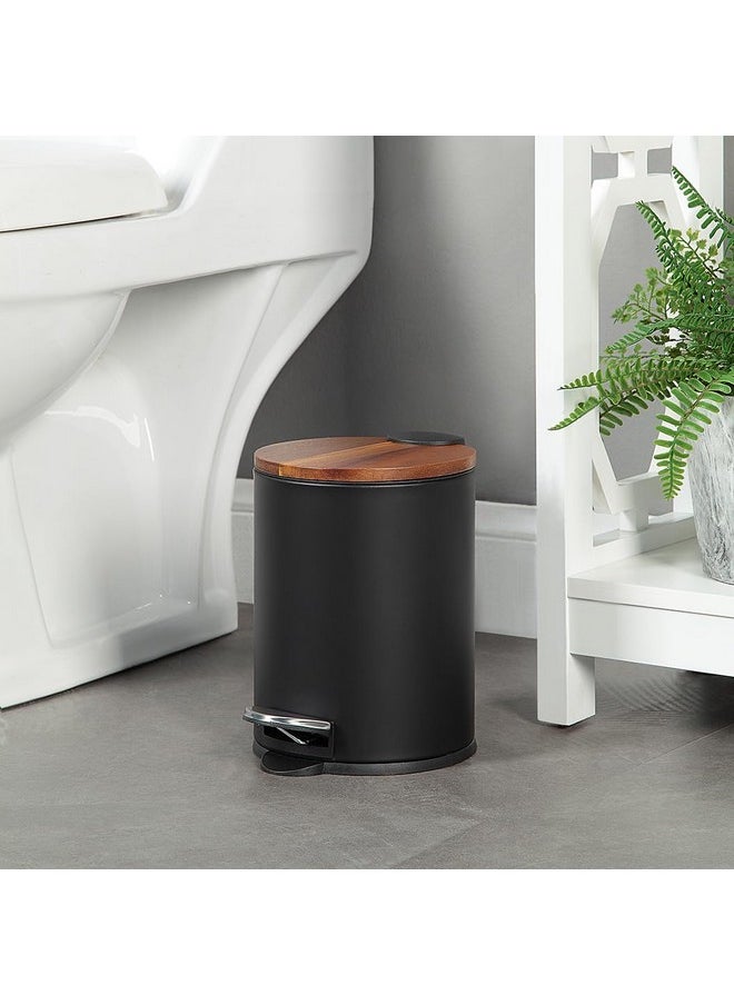 SunnyPoint SunnyPoint 3L Mini Trash Can with Wooden Lid, Step Pedal & Slow-Close, Small Garbage Bin for Bathroom, Office, Kitchen, RV - with Removable Inner Bucket (BLK)  - Image 2