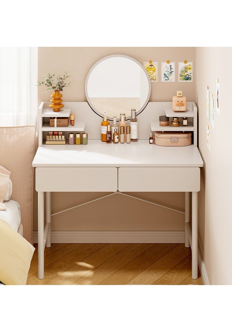 Generic Dressing Table Modern Vanity Table Makeup Cabinet with LED Makeup Mirror and 2 Drawer Makeup Table for Bedroom（80*40*125.5CM）  - Image 1