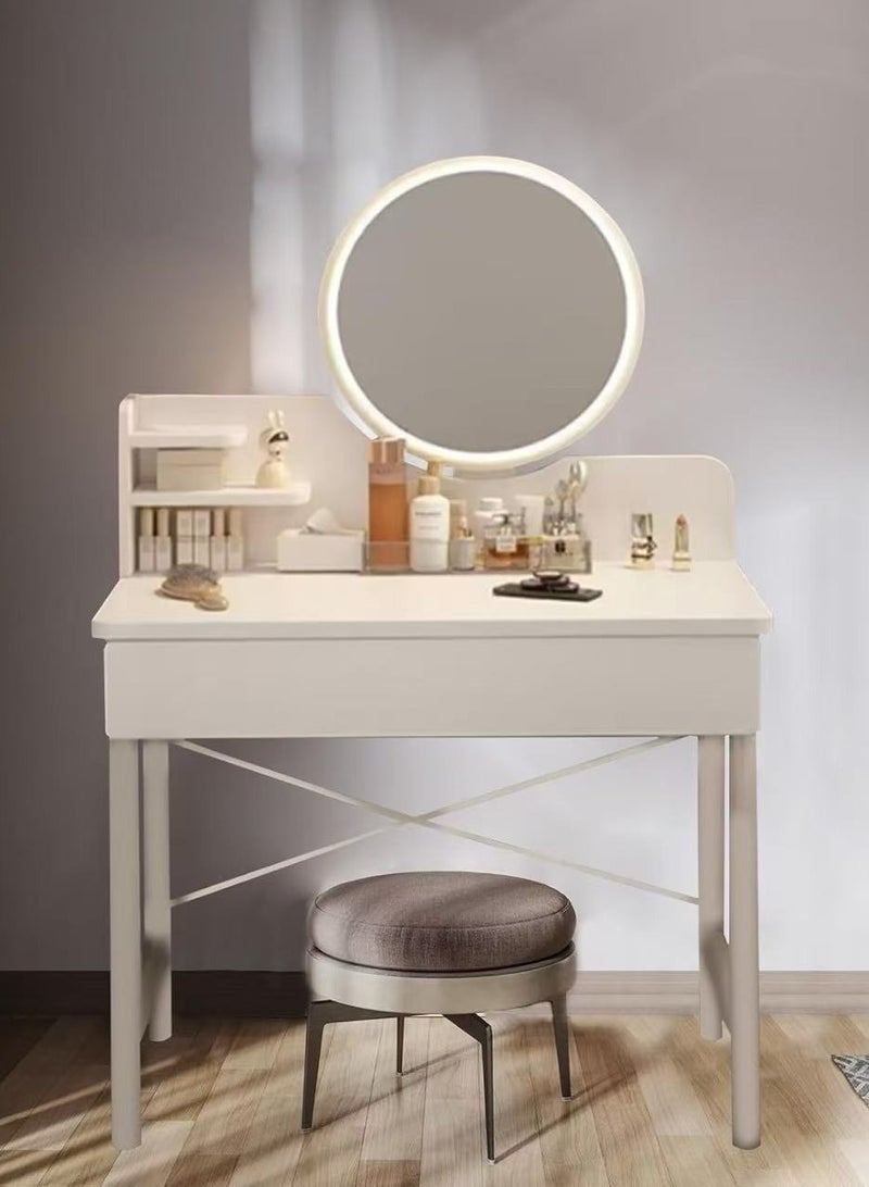 Generic Dressing Table Modern Vanity Table Makeup Cabinet with LED Makeup Mirror and 2 Drawer Makeup Table for Bedroom（80*40*125.5CM）  - Image 5