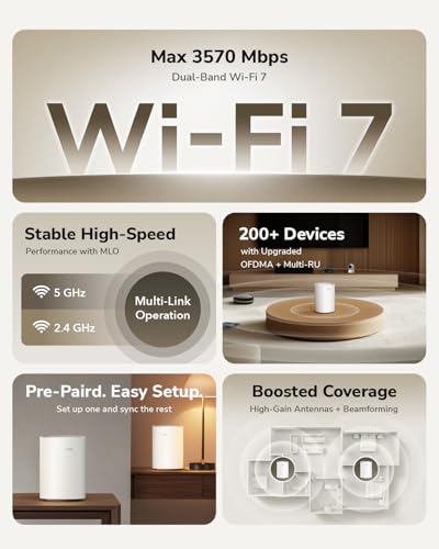 Cudy Dual Band BE3600 WiFi 7 WiFi Mesh System 36 Gbps 160 Mhz Coverage up to 1000 Sqft 3 Gigabit Ports MultiVPN Compatible Cudy APP ControlM3600 1Pack - Image 3