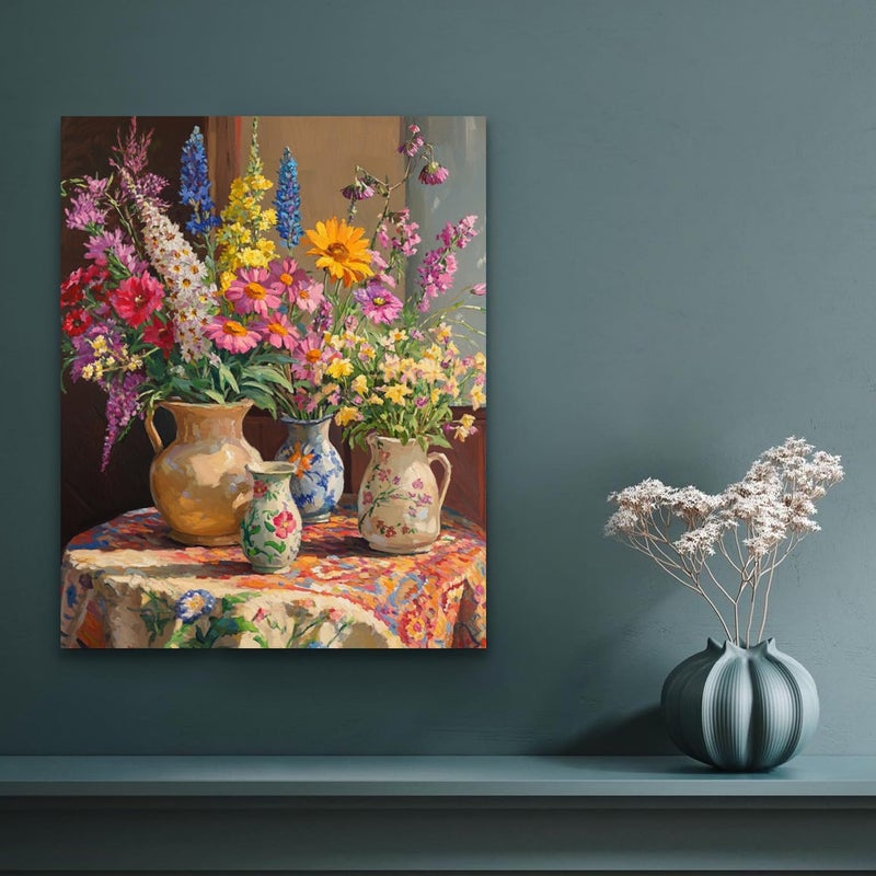 Banket Paint by Numbers Kit for Adults Beginner Flower DIY Oil Painting Kits for Adults Bottle Flowers Easy Adult Paint by Number Kits on Canvas Color by Numbers for Gifts Home Wall Decor 16x20 Inch - Image 2